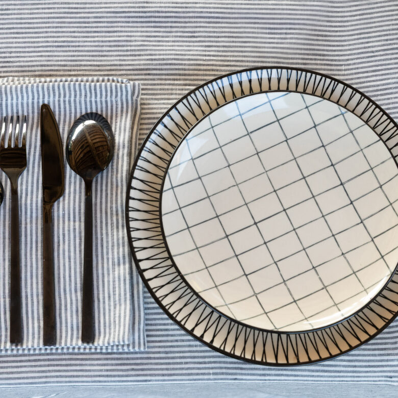 Serviettes de table en lin lavé Rayure Silex (lot de 4) - Embrin