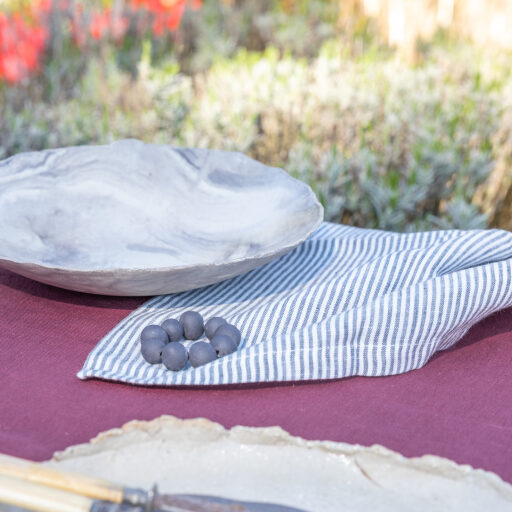 Serviettes de table en lin lavé Rayure Silex (lot de 4)