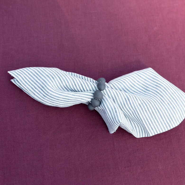 Serviettes de table en lin lavé Rayure Silex (lot de 4) - Embrin