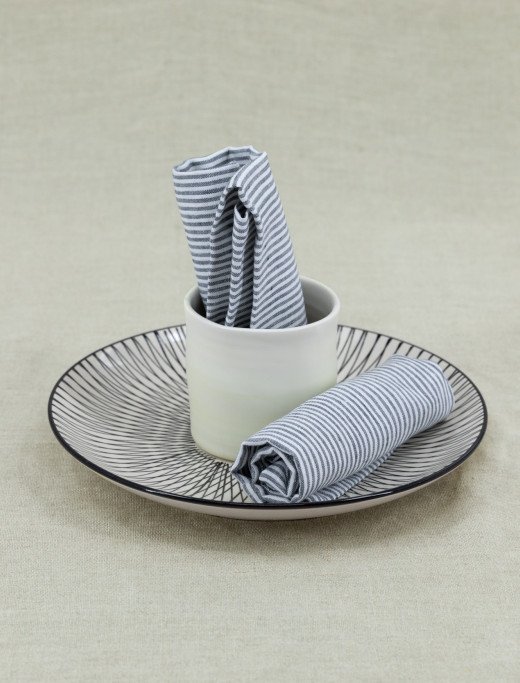 Serviettes de table en lin lavé Rayure Silex (lot de 4)