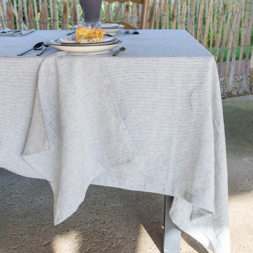 Serviettes de table en lin lavé Rayure Silex (lot de 4)