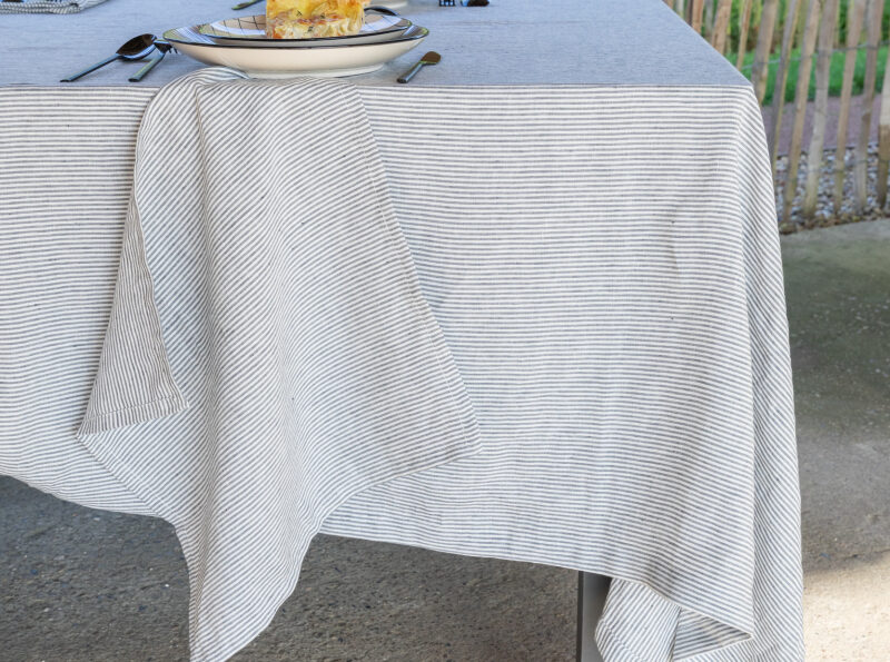 Serviettes de table en lin lavé Rayure Silex (lot de 4)