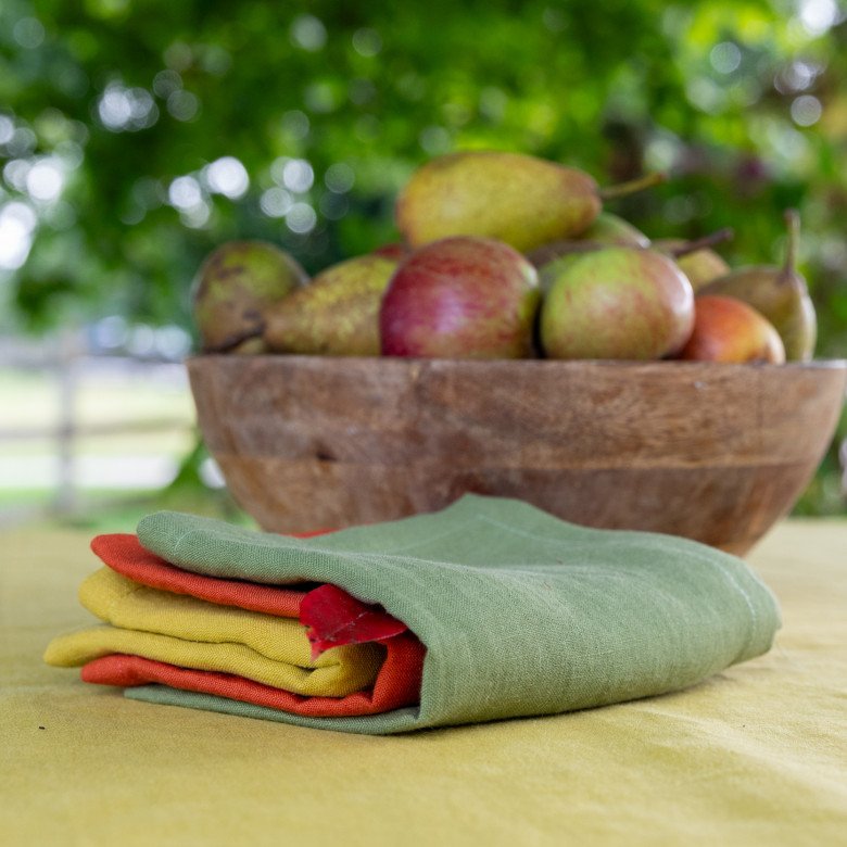 Serviettes de table en lin lavé Jaune Ambre (lot de 4) - Embrin