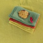 Serviettes de table en lin lavé Jaune Ambre (lot de 4)