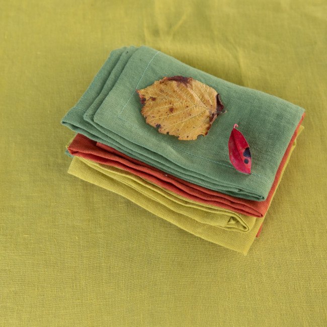 Serviettes de table en lin lavé Jaune Ambre (lot de 4)