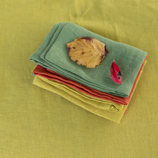 Serviettes de table en lin lavé Jaune Ambre (lot de 4)