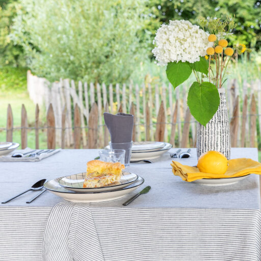Nappe en lin lavé Rayure Silex