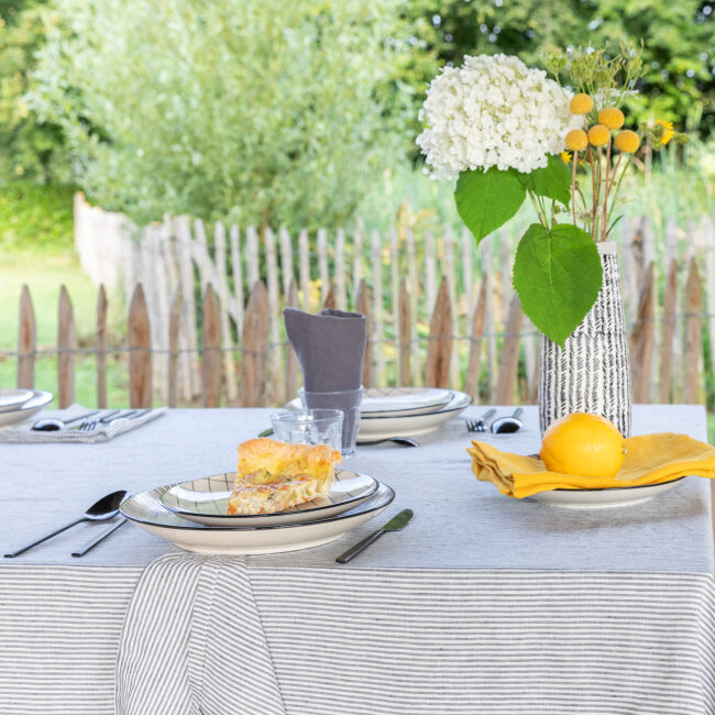 Nappe en lin lavé Rayure Silex