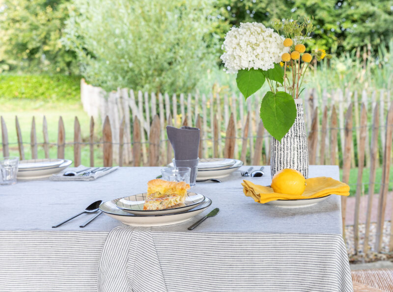 Nappe en lin lavé Rayure Silex