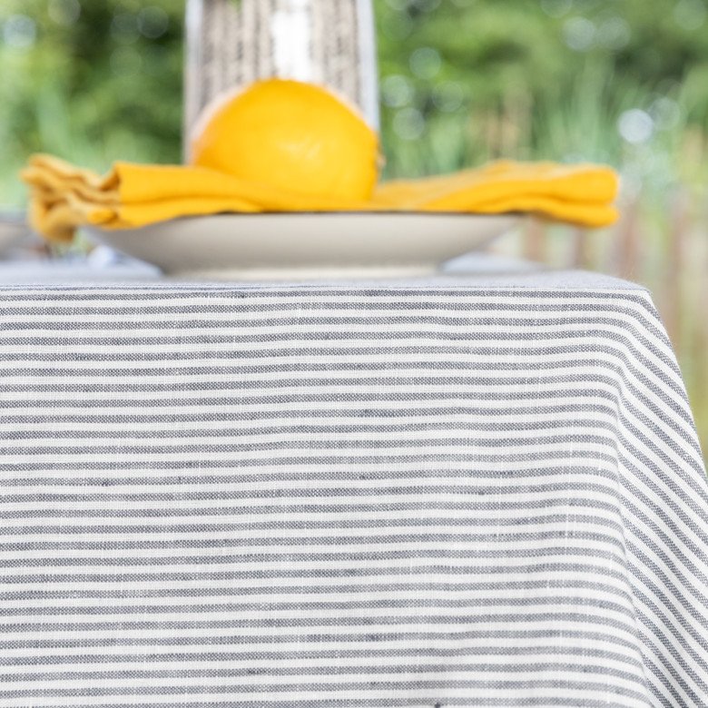 Nappe en lin lavé Rayure Silex - Embrin