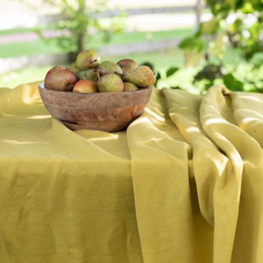 Nappe en lin lavé Jaune Ambre