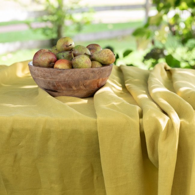 Nappe en lin lavé Jaune Ambre