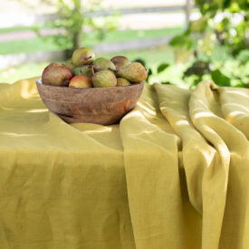 Nappe en lin lavé Jaune Ambre