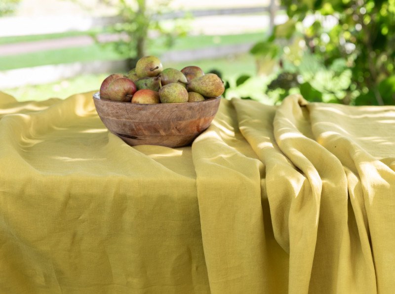 Nappe en lin lavé Jaune Ambre