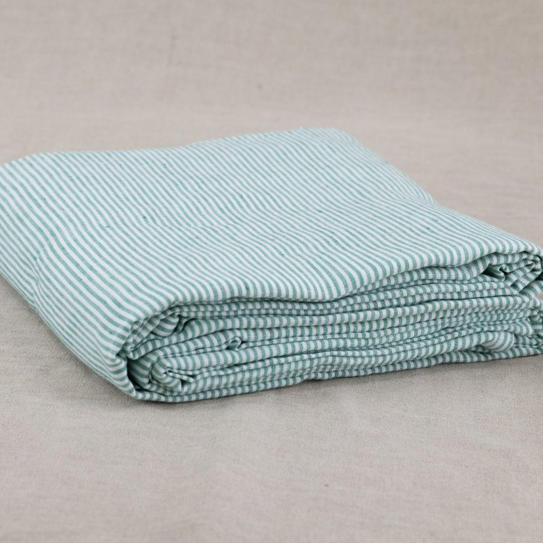 Nappe en lin lavé Rayure Sauge - Embrin