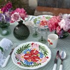 Nappe en lin lavé Rayure Sauge