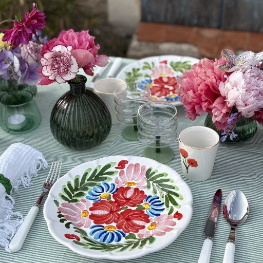 Nappe en lin lavé Rayure Sauge