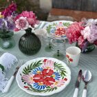 Nappe en lin lavé Rayure Sauge