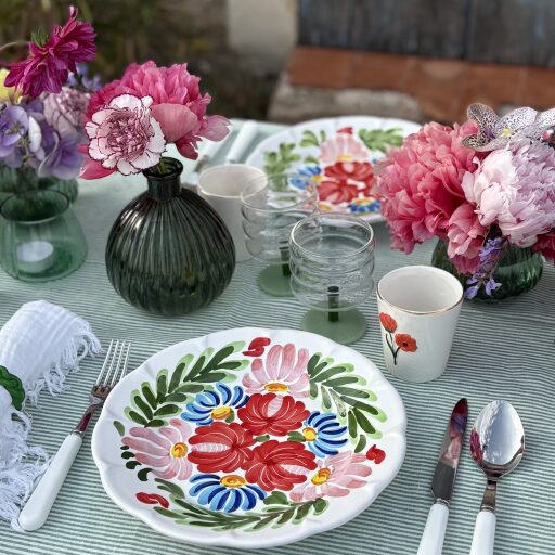 Nappe en lin lavé Rayure Sauge