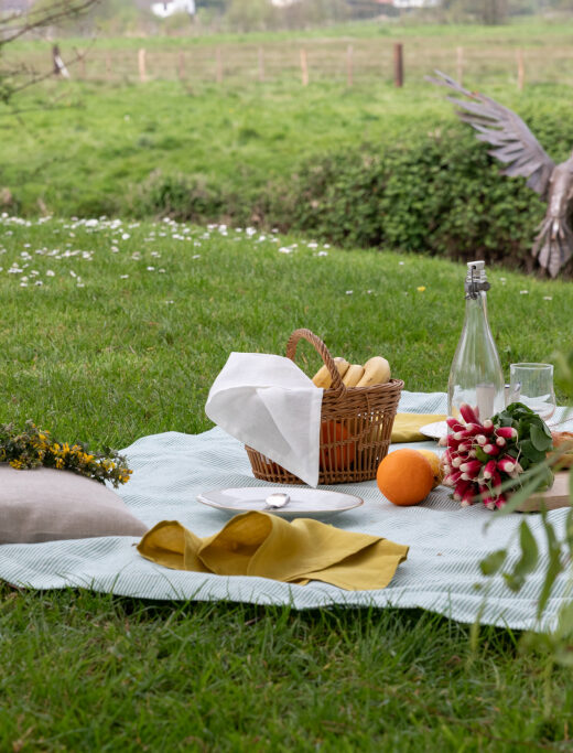 Nappe en lin lavé Rayure Sauge