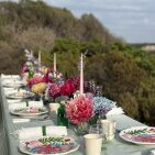 Nappe en lin lavé Rayure Sauge