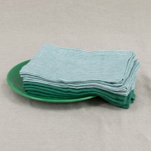 Serviettes de table en lin lavé Rayure Sauge (lot de 4)