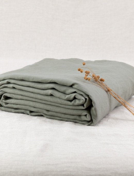 Housse de couette en lin lavé Vert Laurier