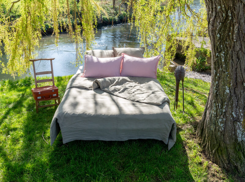 Housse de couette en lin lavé Vert Laurier
