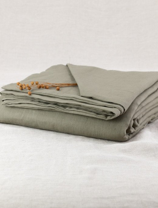 Housse de couette en lin lavé Vert Laurier
