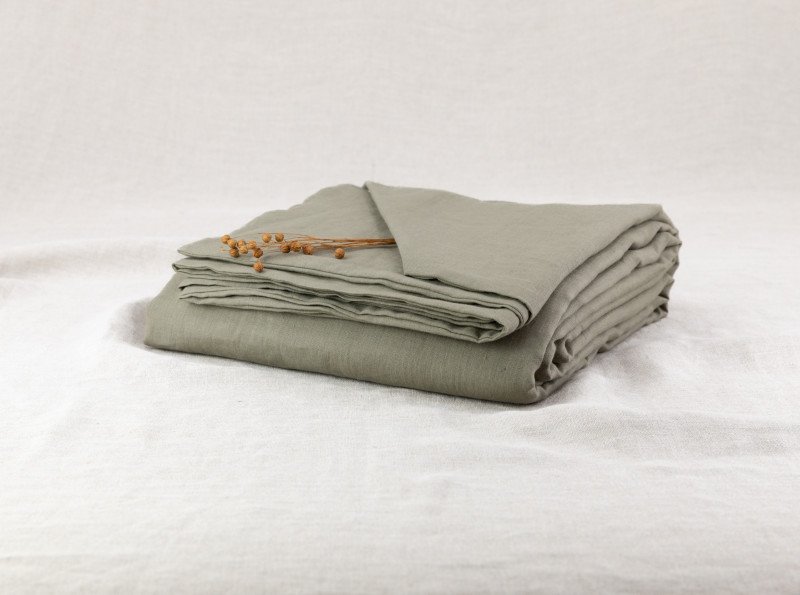 Housse de couette en lin lavé Vert Laurier