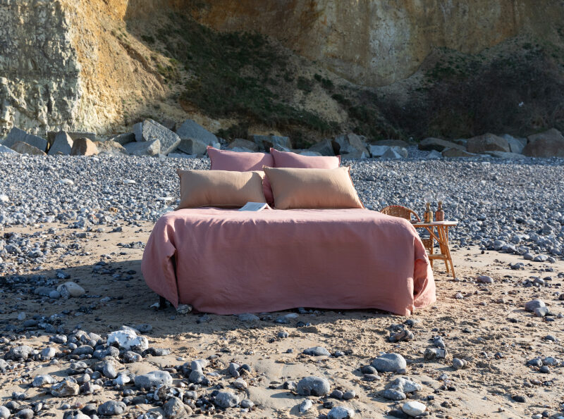 Housse de couette en lin lavé Terre Cuite