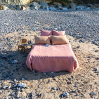 Washed linen duvet cover Terracotta