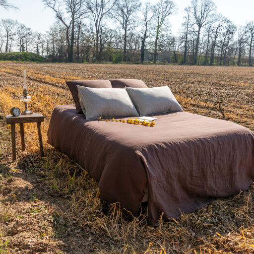 Housse de couette en lin lavé Châtaigne