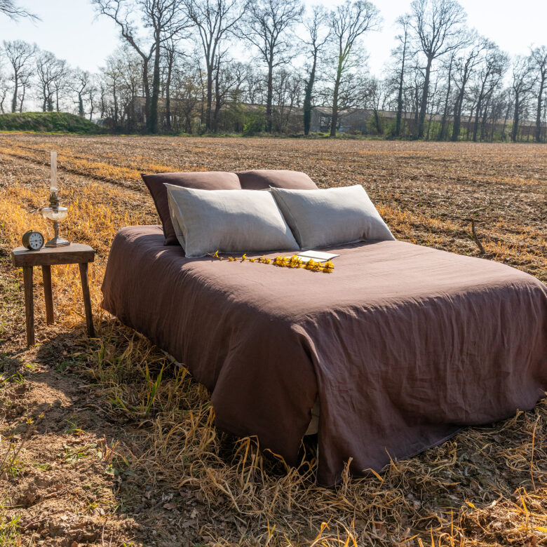 Housse de couette en lin lavé Châtaigne - Embrin