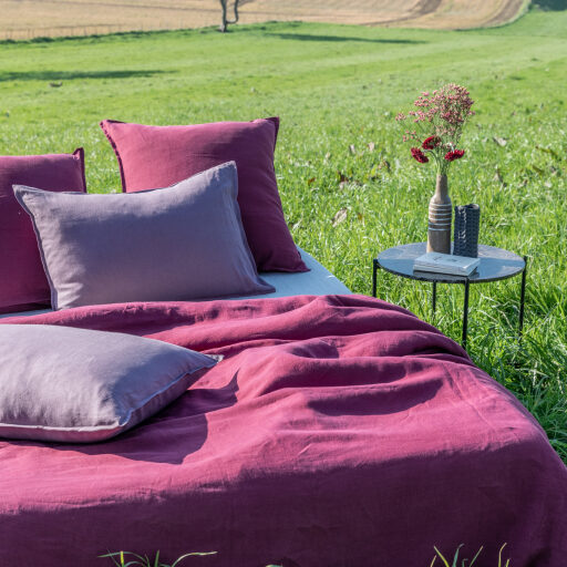 Housse de couette en lin lavé Rouge Grenat