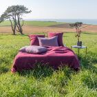 Housse de couette en lin lavé Rouge Grenat