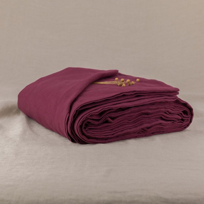 Housse de couette en lin lavé Rouge Grenat
