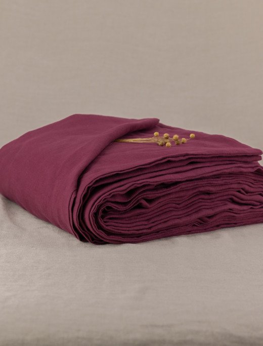 Housse de couette en lin lavé Rouge Grenat