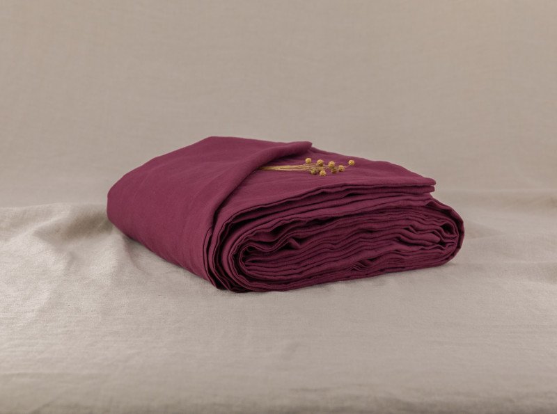 Housse de couette en lin lavé Rouge Grenat