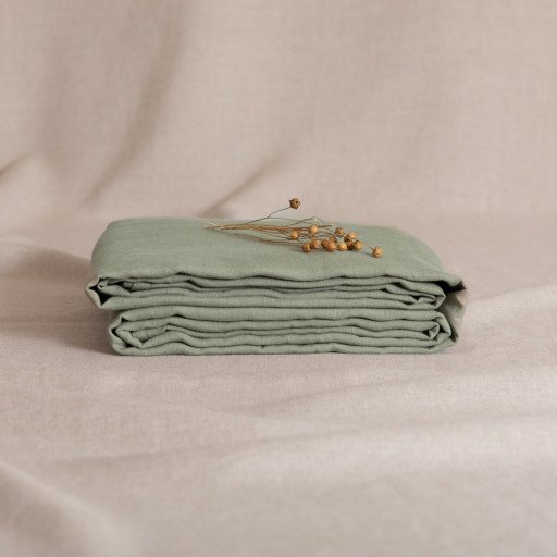 Drap Housse en lin lavé Vert Laurier