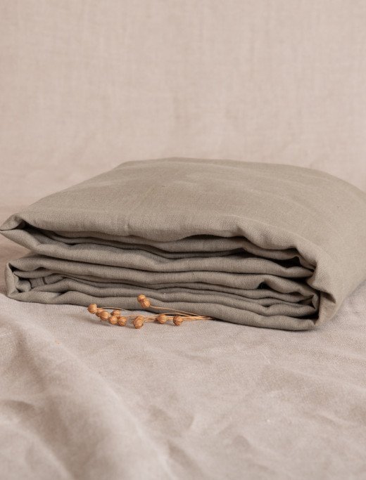 Drap Housse en lin lavé Vert Laurier
