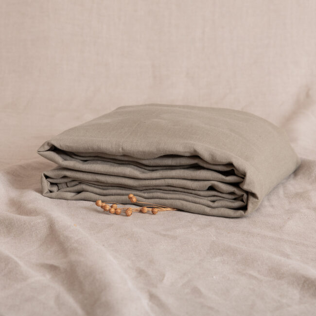 Drap Housse en lin lavé Vert Laurier