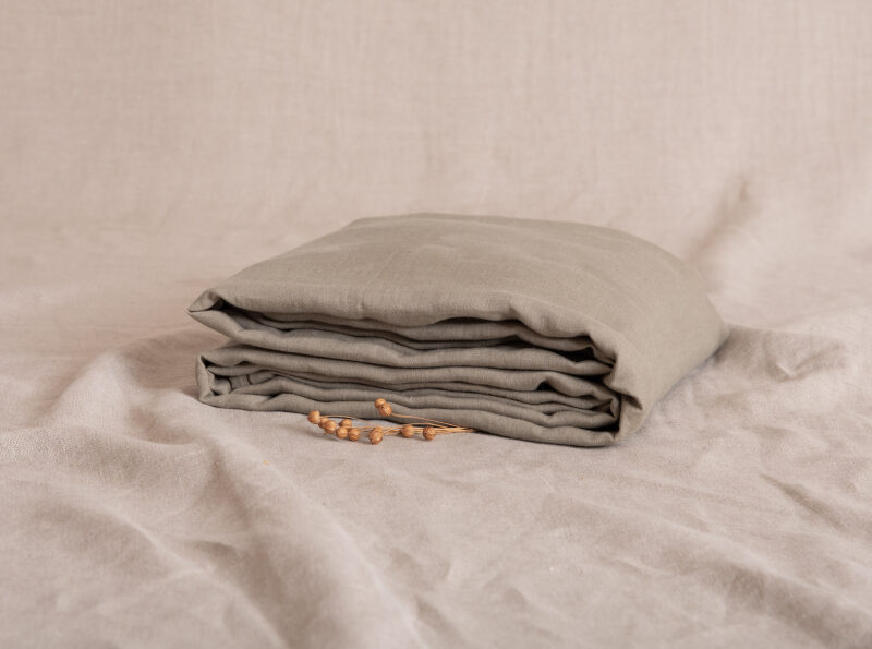 Drap Housse en lin lavé Vert Laurier