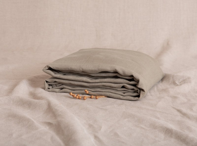 Drap Housse en lin lavé Vert Laurier