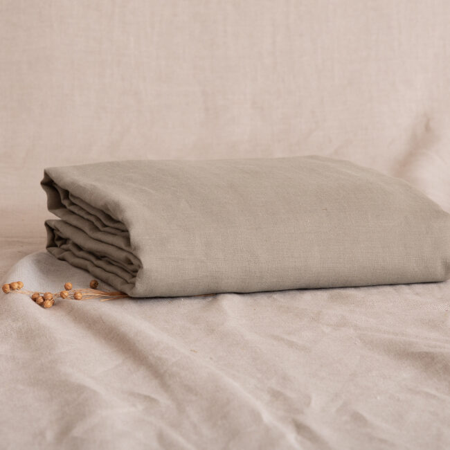 Drap Housse en lin lavé Vert Laurier
