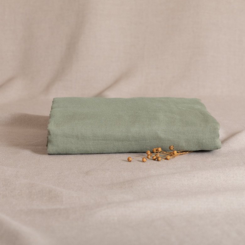 Drap housse en lin lavé Vert Laurier - Embrin