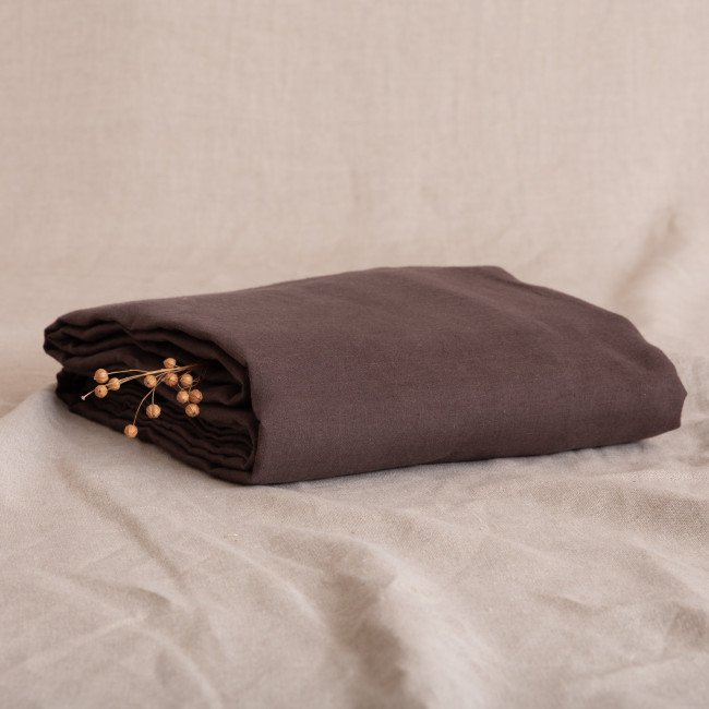 Drap Housse en lin lavé Châtaigne