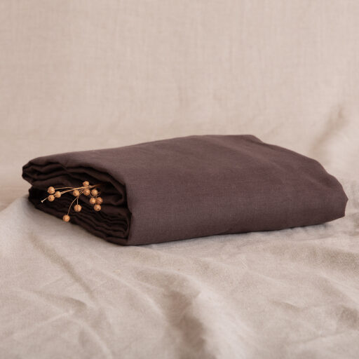 Drap Housse en lin lavé Châtaigne