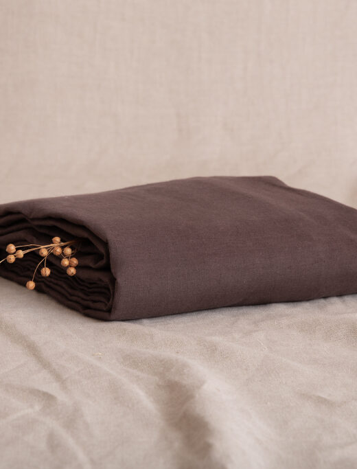 Drap Housse en lin lavé Châtaigne