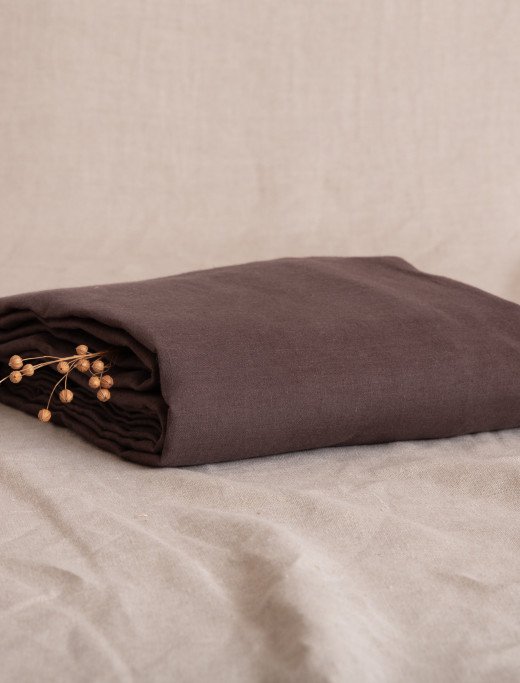 Drap Housse en lin lavé Châtaigne